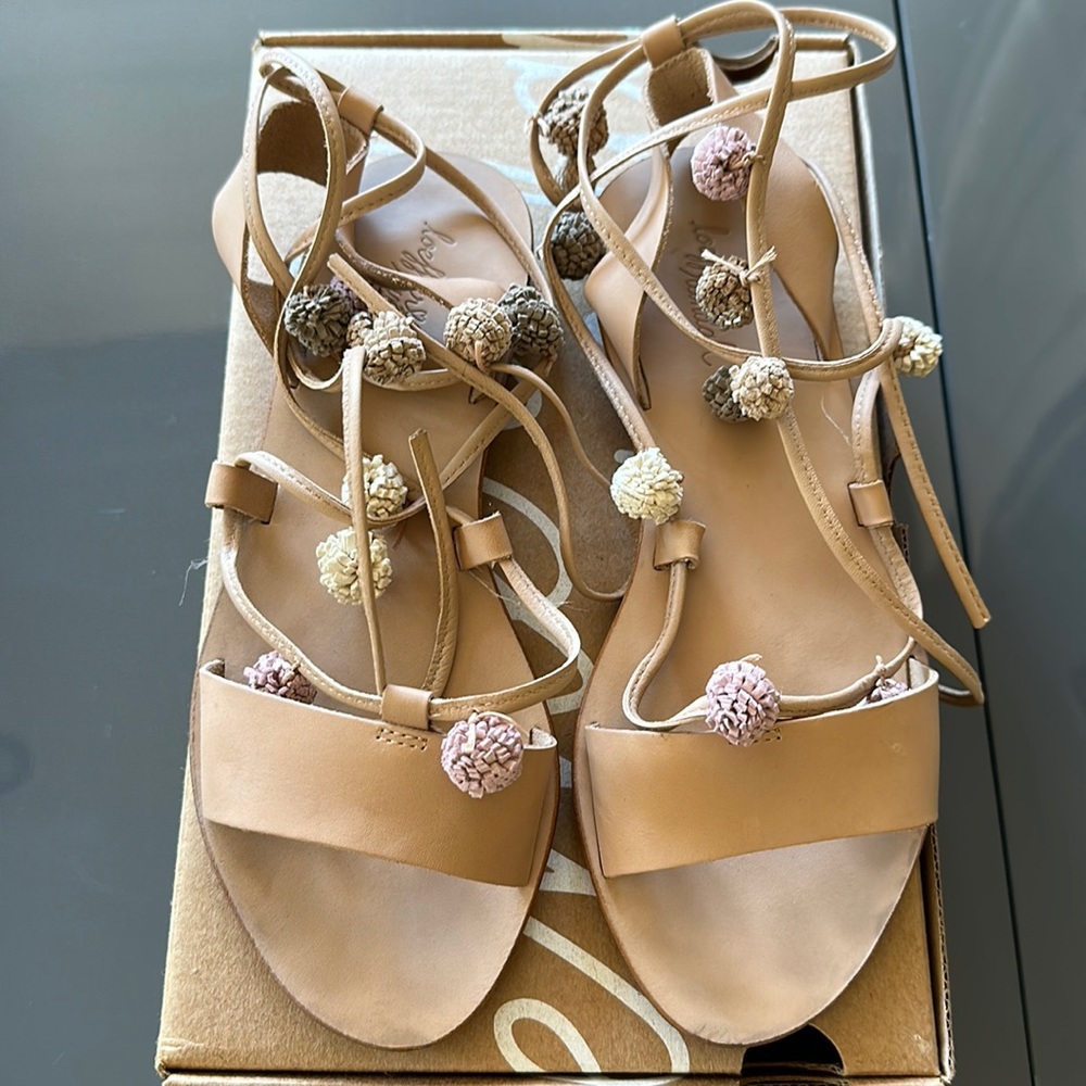 Loeffler Randal Pom Pom Lace Up Sandals